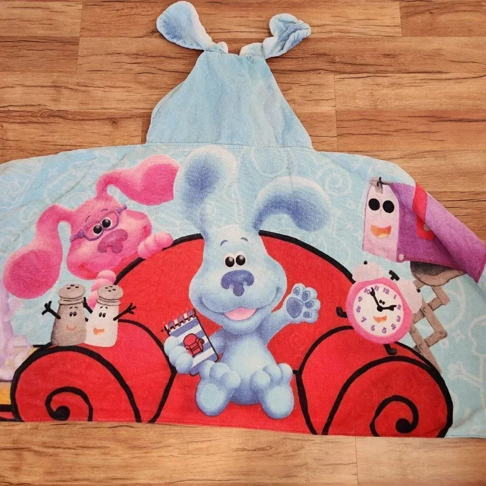 Vintage 90s Blues Clues Hooded Wrap Bath Towel Child Size